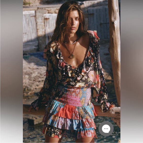 Spell & Gypsy cha cha skirt boho ruffle patchwork - Picture 4 of 5